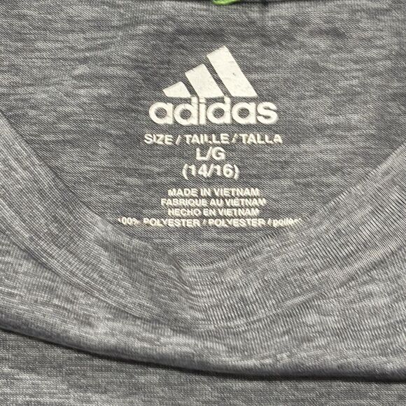 Adidas | Climalite Boys Grey T Shirt Black Logo gray Size XL 14/16 - Picture 5 of 16
